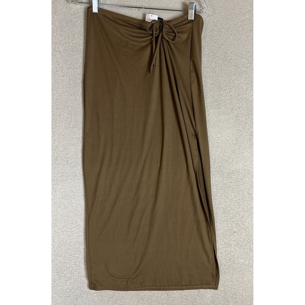 Rue 21 Women's Brown Design Maxi Skirt w/Side Slits, Medium NWT